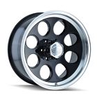 171-6183b Ion Set Black Machined Lip Wheels Lifted Chevy 729419004934