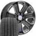 9498998 Oe Wheels 22 Gunmetal With Chrome Silverado Style Tires 4 Rims Fit Chevrolet