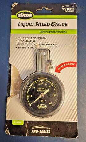 20289 Slime Tire Pressure Gauge Pro-series Liquid-filled Dial 0-60 Psi