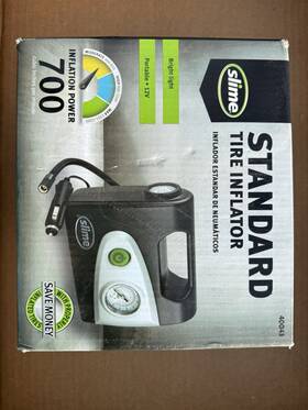 40043 Slime Portable 12v Standard Tire Inflator 700 Cubic Inch Per Minute/brite Light