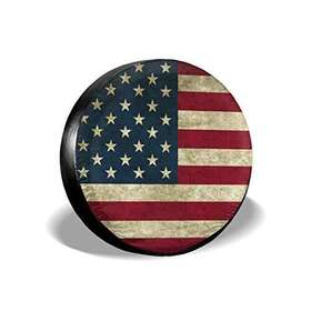 Tianheyue 685326101589 Tire Cover American Flag Reclaimed Wood Potable Polyester Universal Spare Whe