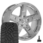 2364 20X9 Chrome Rims & 275/55R20 R/t Tires, Tpms Set 5X139.7 +19ET. Fixed Price $2157.00.