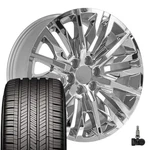 Oe Wheels CV33 22X9 Chrome Rims, Goodyear Eagle Touring Tires & Tpms 6X139.7. Fixed Price $2561.00.
