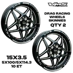 2 15X3.5 Vms Racing Delta Drag Skinnes Black Rims Wheels 5X100 5X114.3 Et. Fixed Price $299.95.