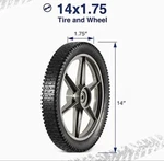 Maxauto 14 1.75" Spoked Plastic Wheel With Tire, BLACK,2 Pack, Offset Hu. Fixed Price $84.99.