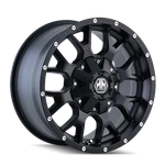 17X9 Mayhem Warrior Matte Black Wheel 5X4.5/5X5 (-12MM). Fixed Price $260.00.