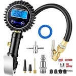 Digital Tire Pressure Gauge With Inflator, 250 Psi Heavy Duty Air Chuck & Blue. Fixed Price $29.10.
