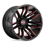 20X10 Moto Metal MO978 Razor Satin Black Machined Red Tint Wheel 8X180 (-24MM). Fixed Price $243.90.