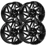 (SET-4) Vision 361 Spyder 20X12 5X5.5" -51MM Black/milled Wheels Rims 20" Inch. Fixed Price $1664.48.