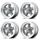 Set American Racing Vintage VN309 Tt O 15X7 5X4.75 Silver Wheels -6MM. Fixed Price $812.00.
