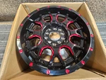 (qty 1) Mayhem Warrior 8015 Black/prism Red Wheel Rim 17X9 5X127/139.7 18MM. Fixed Price $175.20.