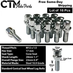 16X Chrome 12X1.5 Cone Seat Wheel Lug Bolts 28MM Shank / 17MM Hex 23MM Flange. Fixed Price $26.30.