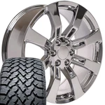 22X9 Chrome 5409 Oe Wheels & 285/45R22 At Tires Set 6X139.7. Fixed Price $2364.00.
