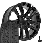 22" Satin Black 84582669 Wheels, Tires & Tpms Set Fit Tahoe Suburban Silverado. Fixed Price $1926.00.