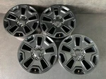 (4) Jeep Wrangler Rubicon Original Gloss Black Wheels Rims + Caps 17" HOL.9118. Fixed Price $695.00.