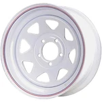 Premium Service 15X5 On 5.5 Spoked Steel Trailer Wheel - White With Pinstripes. Fixed Price $61.43.