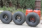 (3) Used Goodyear Wrangler Mt/humvee Tires 37X12.50R16.5 Lt With Wheels. Fixed Price $850.00.