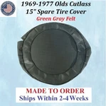 New 1969-77 Oldsmobile Cutlass 15" Trunk Spare Tire Cover CUT-STC-040 Green Gray. Fixed Price $144.99.