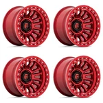 Set Fuel FC125 Rincon Beadlock 20X10 5X5 Candy Red Wheels 20" -48MM Lifted Rim. Fixed Price $2040.00.