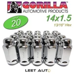 (20PC.) Gorilla Lug Nuts, 14X1.50, Duplex Length, Chrome, Bulge Acorn, 91148XL. Fixed Price $39.88.