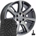 4738 22X9 Gunmetal Rims & 285/45R22 R/t Tires, Tpms Set 6X139.7 31ET. Fixed Price $1980.00.