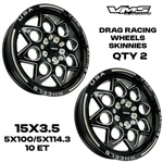 2 15X3.5 Vms Racing Rocket Drag Skinnies Black Rims Wheels 5X100 5X114.3. Fixed Price $299.95.