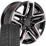 20" Black Machind 5911 Wheel & 275/55R20 Tire Set Fit Tahoe Silverado Trail Boss. Fixed Price $1800.00.