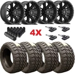 Gloss Black Eight 8 Lug American Outlaw Wheels Rims Tires 35 12.50 20 Mud Mt. Fixed Price $2395.00.