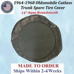 New 1964-68 Oldsmobile Cutlass 14" Trunk Spare Tire Cover CUT-STC-015 Aqua. Fixed Price $133.99.
