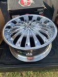Qty 2, Chrome Rims, 20 X8.5 Offset +18MM, TIS0828592. Fixed Price $250.00.