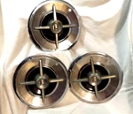 Vtg 1957 Dodge Lancer Knight Hubcaps (3) Chrome Wheel Covers Center. Fixed Price $199.50.