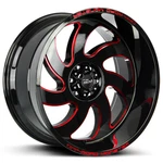 20X10" Off-road Monster Wheels M07 Gloss Black Candy Red Milled Rims (5PCS). Fixed Price $1290.00.