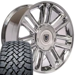 Oe Wheels CA83 22X9 Chrome Rims & 285/45R22 At Tires Set 6X139.7. Fixed Price $2368.00.
