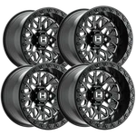 (SET-4) Hostile Glamis 15X10 4X156 Satin Black Milled 0MM Wheels Rims Inch. Fixed Price $1028.00.