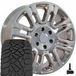 3788 20X8.5 Polished Oe Wheels & 275/55R20 R/t Tires, Tpms Set 6X135 +44ET. Fixed Price $2029.00.