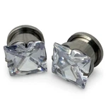 Pair Of Prong Set 316L Steel Square Cz Screw Plugs Gauges. Fixed Price $14.49.