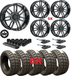 Gloss Black Milled Wheels Rims 35 12.50 20 Tires Package Mt Mud American. Fixed Price $2795.00.