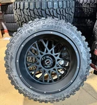 22X12 Vision Rocker Black Wheels Rims 35" Rt Tires 8X6.5 Gmc Sierra 2500 Hd. Fixed Price $3039.05.