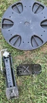 Mercedes W211 E-class Trunk Spare Tire Jack Bracket & Folding Wheel Chock Oem. Fixed Price $85.00.
